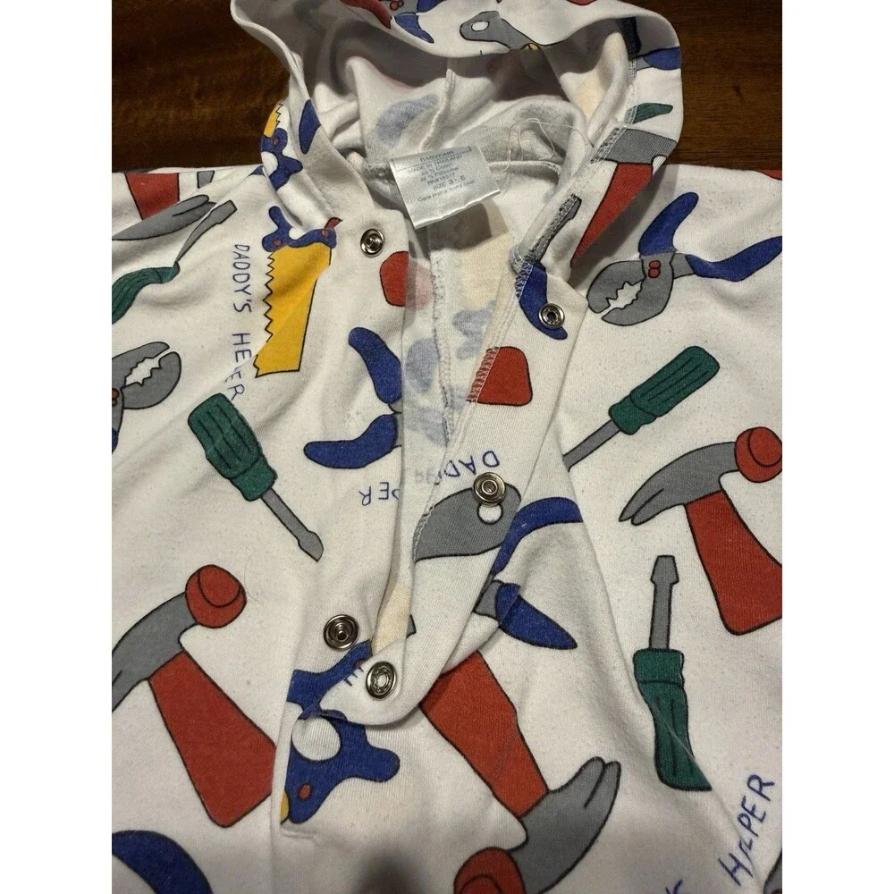 Vintage 90s Tool Print Short Sleeve Romper 3-6 Month